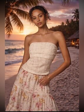 Anthropologie NWT Sarah Hann Juliana Lace Tube Zipper Top size XL.